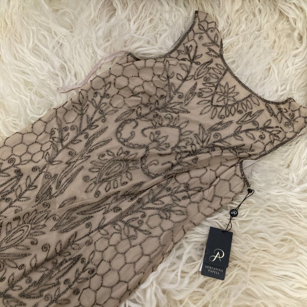 ADRIANNA PAPELL Sleeveless Beaded Short Dress - Picture 3 of 13